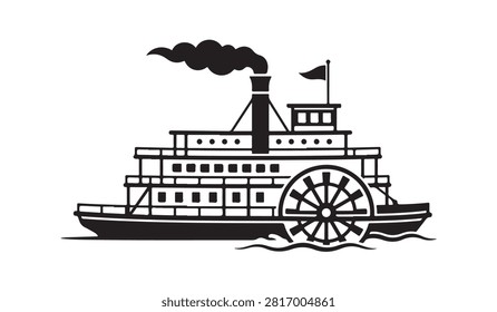 Riverboat transport flat vector design element for logo