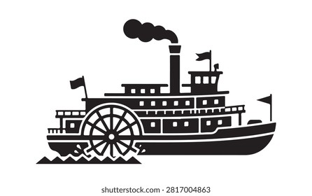 Riverboat transport flat vector design element for logo
