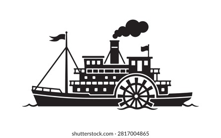 Riverboat transport flat vector design element for logo