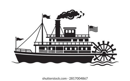 Riverboat transport flat vector design element for logo