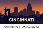 Cincinnati’s riverfront comes alive in this scene with a panoramic view of the skyline, bridges, and the mighty Ohio River.