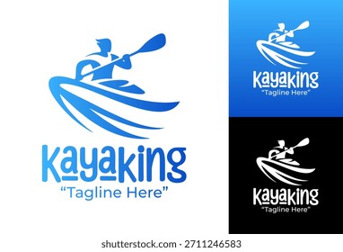 Un emblema de aventura de remo de río que representa el movimiento, el flujo y la exploración del agua para clubes deportivos y marcas de exterior.
