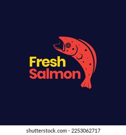 rivers fish jumping fresh salmon food isolated modern logo design icon illustration template