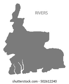 Rivers Nigeria Map grey