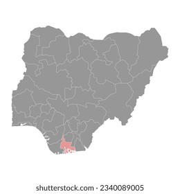 Mapa estatal de ríos, división administrativa del país de Nigeria. Ilustración vectorial.