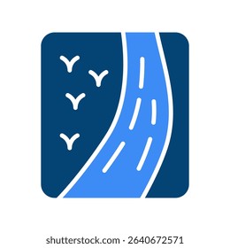 Rivers Vector Illustration for Waterways in National Parks. Flowing water symbol, nature travel and scenic park elements