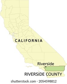 Riverside County and city of Riverside location on California state map