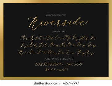 Riverside - handwritten Script font. Hand drawn brush style modern calligraphy cursive typeface. Vector Brush type set.