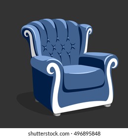 Riverside leather armchair. Classic armchair vector illustration