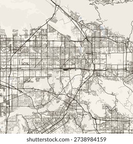 Riverside and San Bernardino City Map this minimalist file showcases a well defined monochrome grid mirroring the structured layout of an urban core with clean refined lines and a warm neutral.