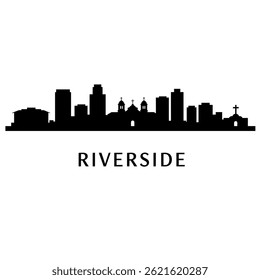 Riverside Skyline Silhouette Cityscape Vector.
