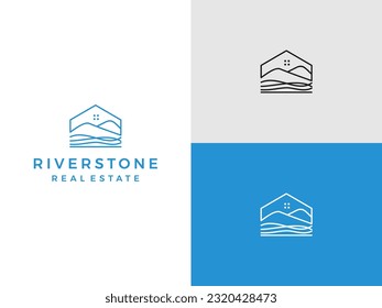 Riverstone house logo design icon vector illustration