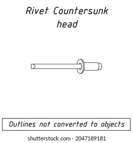rivet countersunk head fastener outline blueprint