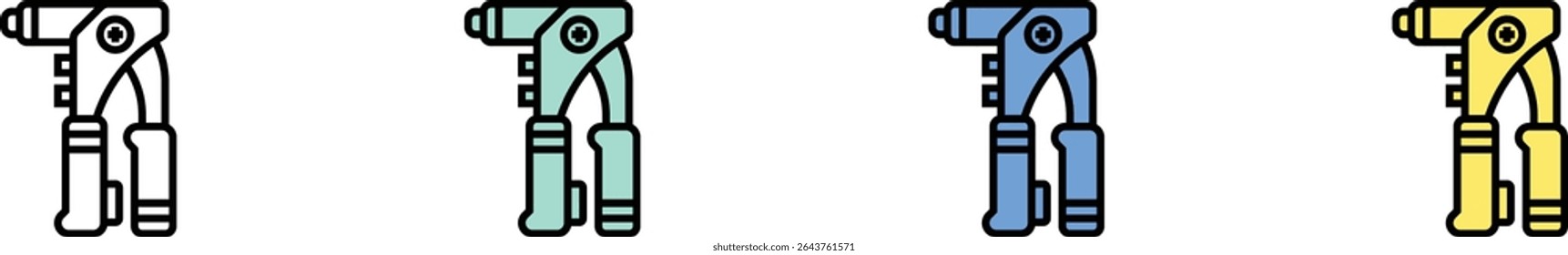 rivet icon. Outline, Green, Blue and Yellow Style Design Isolated On White Background