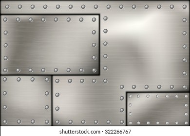 Riveted Steel Rivets And Screws Metal Background