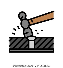 riveting blacksmith color icon vector. riveting blacksmith sign. isolated symbol illustration