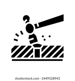 riveting blacksmith glyph icon vector. riveting blacksmith sign. isolated symbol illustration