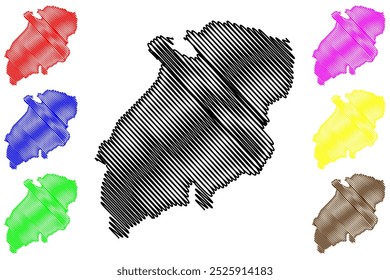 Riviera District (Schweiz, Schweizerische Eidgenossenschaft, Republik und Kanton Tessin, Tessin) Karte, Vektorgrafik, Kritzel Skizze Bezirk Riviera Karte