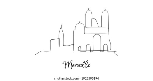 Riviera landmarks skyline - Continuous one line drawing