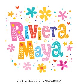 Riviera Maya, Mexico vector lettering decorative type