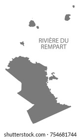 Riviere du Rempart map of Mauritius grey illustration silhouette shape