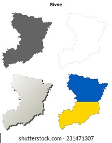 Rivne blank outline map set 