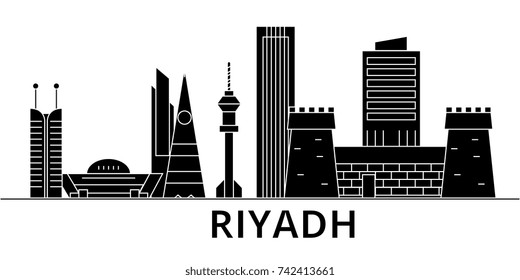 Riyadh architecture vector city skyline, travel cityscape with landmarks, buildings, isolated sights on background