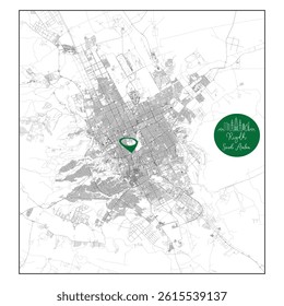 Riyadh capital city of Saudi Arabia Urban Streets Roads Map with city center location pin,illustration vector element image 