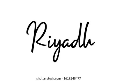 Riyadh capital word city typography hand written text modern calligraphy lettering. Can be used for a sticker, logo or branding 