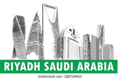 Riyadh city, freehand Line Art Vector illustration .