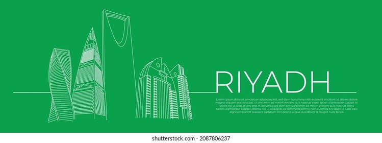 Riyadh City, Line Art Vector Illustration 