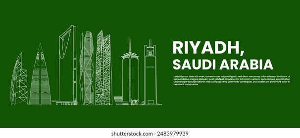 Riyadh city, Line Art Vector illustration
