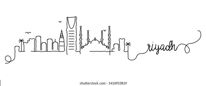 Riyadh City Skyline Doodle Sign