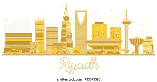 Riyadh City skyline golden silhouette. Vector illustration. Business travel concept. Riyadh isolated on white background