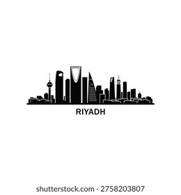 Riyadh City Skyline Silhouette Vector Saudi Arabia Modern Urban Cityscape Illustration
