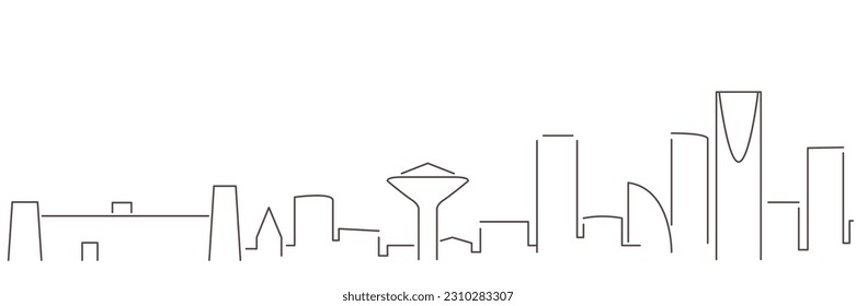 Riyadh Dark Line Simple Minimalist Skyline With White Background