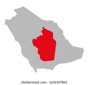 Riyadh province highlighted on saudi arabia map. Gray background. Business concepts. Middle east arab country.