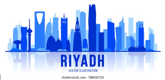 	
Riyadh (Saudi Arabia) city silhouette skyline on whithe background. Vector Illustration. Business travel and tourism concept with modern buildings. Image for banner or web site.