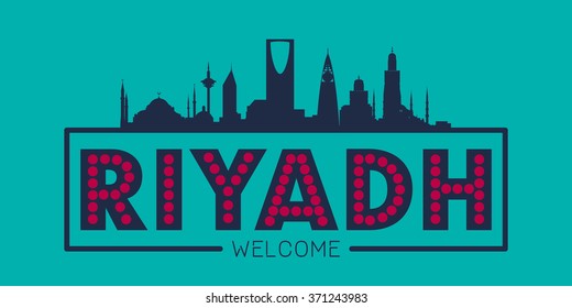 Riyadh Saudi Arabia city skyline silhouette vector design