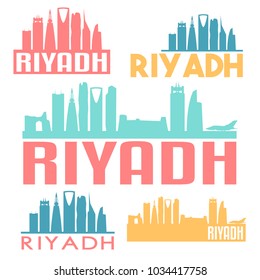 Riyadh Saudi Arabia Flat Icon Skyline Vector Silhouette Design Set