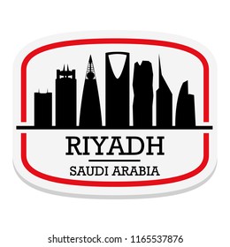 Riyadh Saudi Arabia Label Stamp Icon Skyline City Design Tourism.