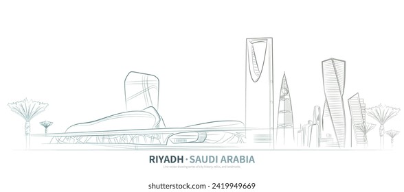 
Riyadh of Saudi arabia line drawing vector. sketch style landmark illustration