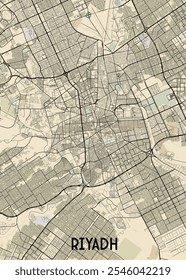 Riyadh, Saudi Arabia map poster art