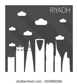 Riyadh Saudi Arabia Skyline City Flat Silhouette Design Background