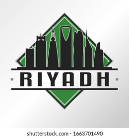 Riyadh Saudi Arabia Skyline Logo. Adventure Landscape Design Vector Illustration.