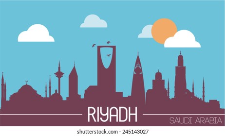 Riyadh Saudi Arabia skyline silhouette flat design vector illustration.