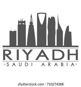 Riyadh Saudi Arabia Skyline. Silhouette Design City Vector Art Landmark.