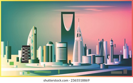 Riyadh Saudi Arabia skyline vector illustration