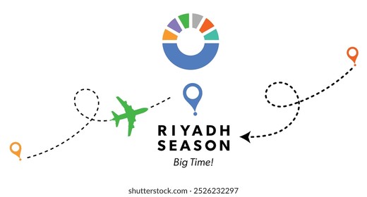 Riad Season Logo mit schönen Unterhaltung Design Vektor. Eines der größten Winterveranstaltungen der Welt