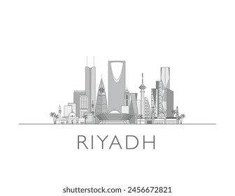 Riyadh skyline cityscape illustration in black and white